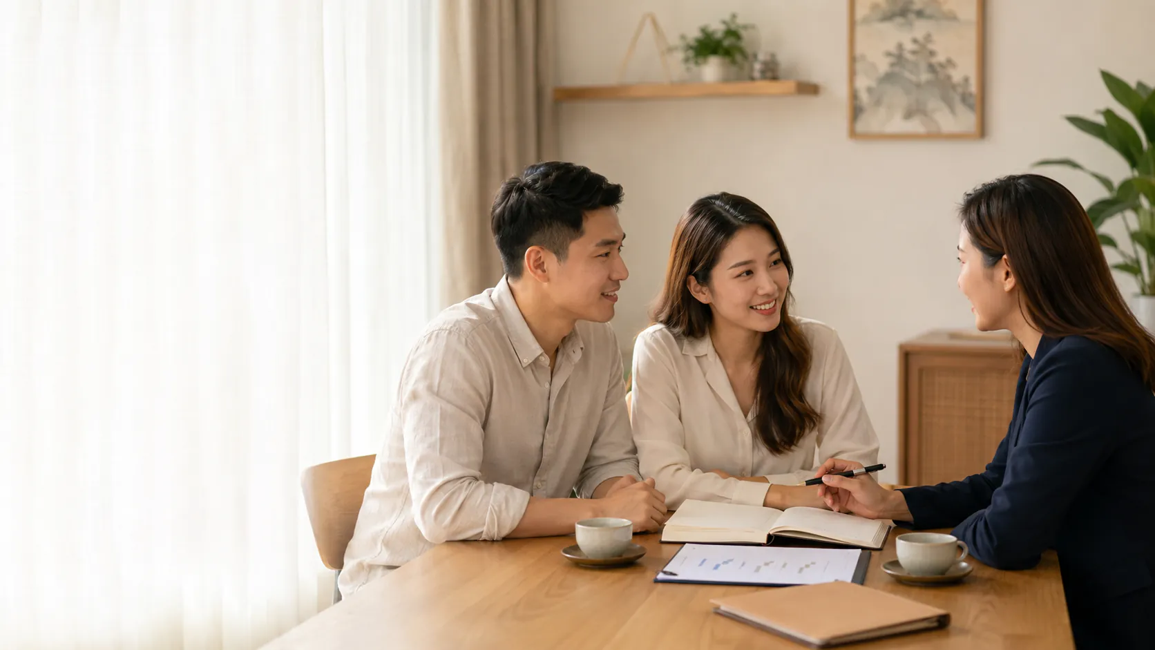 A couple consulting their financial advisor at home